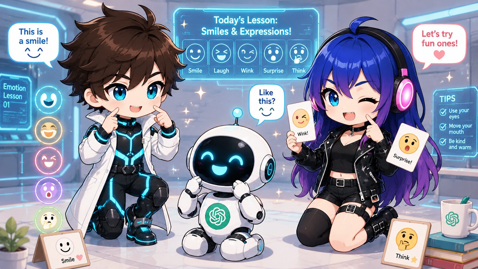ChatGPTに表情や気持ちを教えるAIキャラクターたち